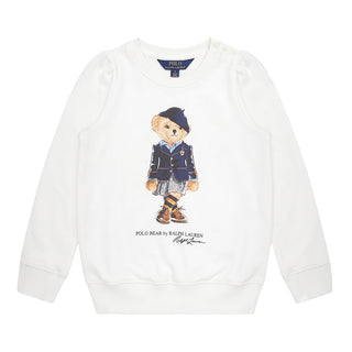 Polo Ralph Lauren Felpa Bianca Con Orsetto Per Bambina 312877863001