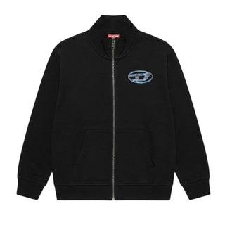 Diesel Felpa Nera Con Zip E Logo J02966-0JEAD-K900 Per Bambino
