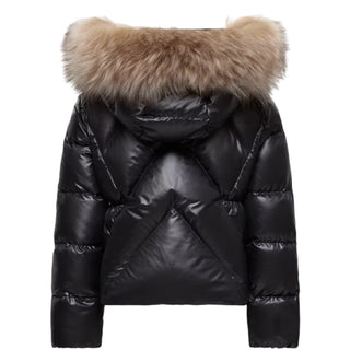 Moncler Giubbino nero Domas con cappuccio e finiture in shearling K29541A00014
