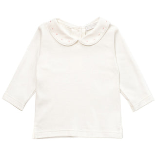 Coccodè T-shirt avorio in jersey con colletto da bambina C62184J