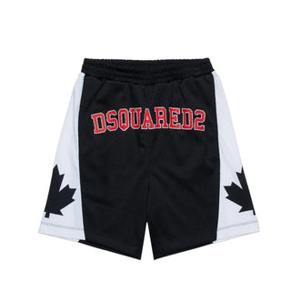 Dsquared2 Bermuda nero in misto viscosa con logo DQ2789-D0AC4