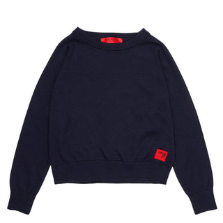 Max&Co. Maglia girocollo blu in cotone con logo MX0295-MX00X-MX854