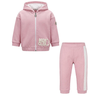Moncler Tuta Rosa In Cotone Per Neonata I29518M00007