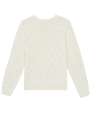 Bonton Cardigan avorio con dettagli traforati a cuore PAKNIT323CA