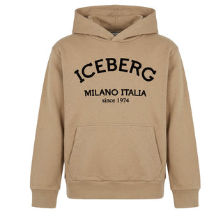 Iceberg Felpa Beige Con Cappuccio E Logo MFICE7335J-V4 Per Bambini