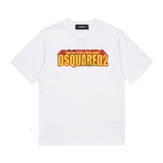 Dsquared2 T-shirt Bianca In Jersey Con Stampa Per Bambini DQ3167-D0ACD-DQ100