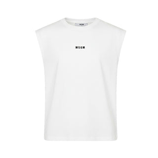 Msgm Canotta Bianca In Jersey Con Logo S6MSJUTH150/002