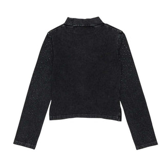Diesel T-shirt Nera Con Strass J03011-KYA2K-K900 Per Bambina