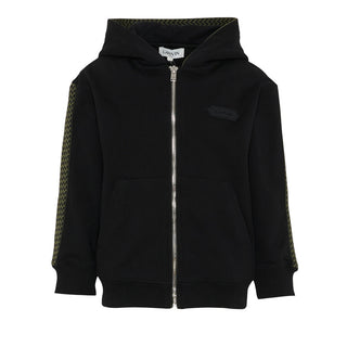 Lanvin Felpa nera in cotone con cappuccio e logo N30298