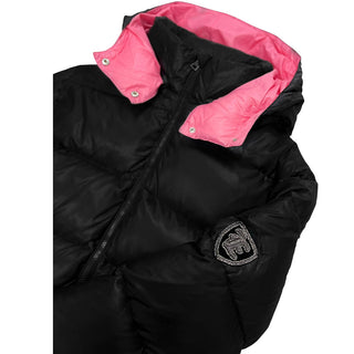 Ermanno Scervino Giubbino trapuntato nero con cappuccio e logo ESGB024C