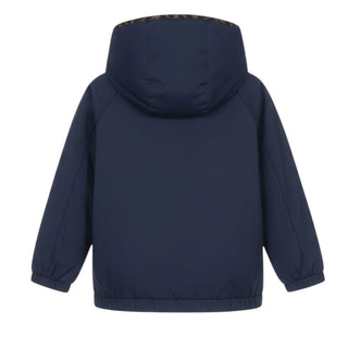 Fendi Giubbino Antivento Blu In Nylon Con Logo JUA274-AS56