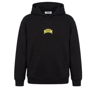 MSGM Felpa Nera Con Cappuccio E Stampa F6MSJUHS024/110 Per Bambini