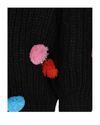 Stella Mccartney Cardigan nero con pon pon TV9C40-Z1529