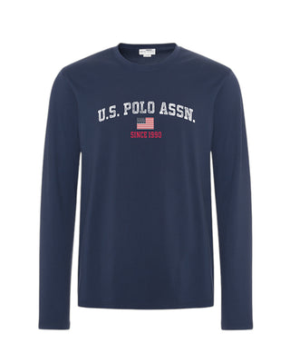 U.S. Polo Assn. T-shirt blu in jersey con stampa US40568003