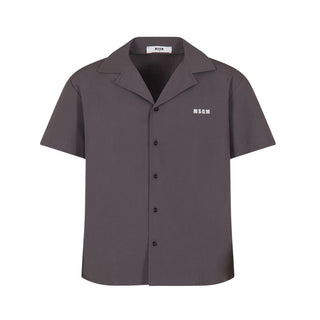 Msgm Camicia Grigia In Popeline Con Logo S6MSJBSI156