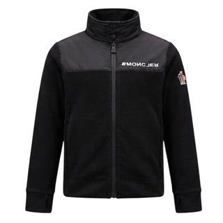 Moncler Felpa Nera In Pile Con Zip Per Bambini I29578G00011
