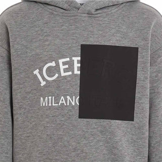 Iceberg Felpa Grigia Con Cappuccio E Stampa MFICE7308J-V7 Per Bambini