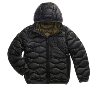 Blauer Giubbino Trapuntato A Onde Nero 26WBLKC03259-999OS Brinton Jr Per Bambino