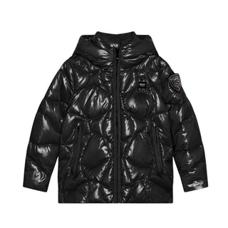 Blauer Giubbino trapuntato in nylon laqué da bambina 23WBLGC02262