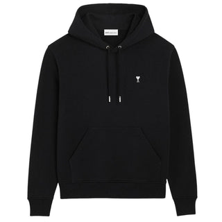 Amis Paris Felpa Nera Con Cappuccio E Ricamo HSW764.730/045