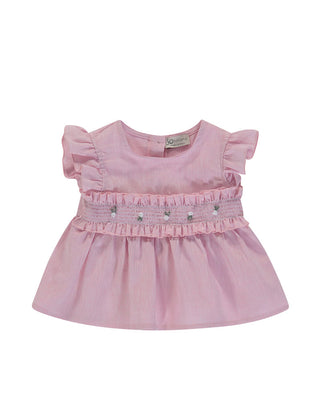 J.o Milano Camicia Con Ricamo Punto Smock 576E1 In Lino