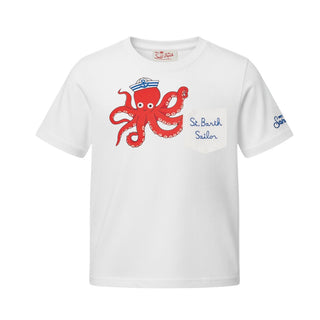 Mc2 Saint Barth T-shirt Eddy Con Polipo E Ricamo EDD0001/01947L Per Bambino