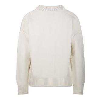 Amis Paris Cardigan avorio in lana con Coeur UKC367.018A