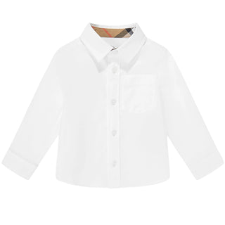 Burberry Camicia Bianca In Popeline 8133476 Per Neonato