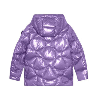 Blauer Giubbino trapuntato in nylon laqué da bambina 23WBLGC02262