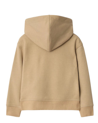 Burberry Felpa beige con cappuccio, zip e finiture Check 8108063