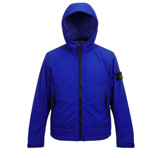 Stone Island Giubbino In Nylon Bluette Con Compass 801640233