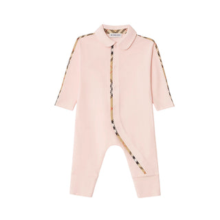 Burberry Tutina Rosa In Cotone Con Cappellino E Bavaglino 8119822 Per Neonata