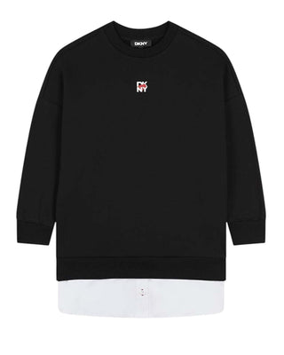 Dkny Abito nero in felpa con logo frontale D62067