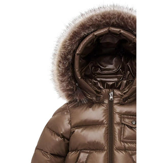 Moncler Piumino K2 Marrone Con Cappuccio E Orlo In Pelliccia L29511A00024-246 Per Neonato