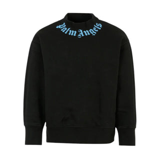 Palm Angels Felpa nera in cotone con logo PBBA012F25FLE0021040