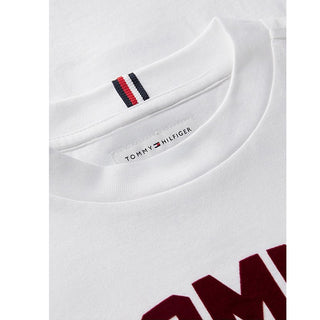 Tommy Hilfiger T-shirt Bianca Con Logo KB0KB10641-YBRJ Per Bambino
