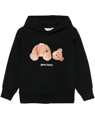 Palm Angels Felpa nera con cappuccio e stampa Bear PBBB012C99FLE002106
