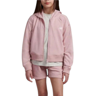 New Balance Felpa Cropped Rosa Con Zip E Cappuccio YT62T18H-034 Per Bambina