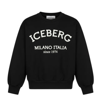 Iceberg Felpa Girocollo Nera Per Bambini MFICE6120J-V3
