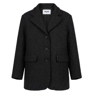 MSGM Cappotto Monopetto Nero Lurex F6MSJGCO169/110 Per Bambina