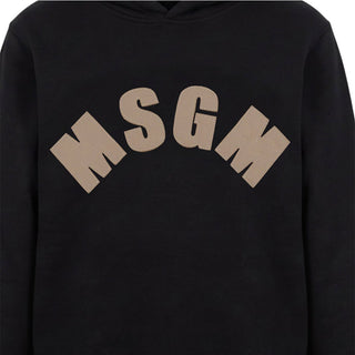 MSGM Felpa Nera Con Logo E Cappuccio F6MSJGHS097/110 Per Bambini
