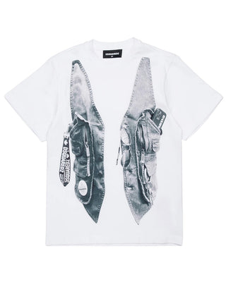 Dsquared2 T-shirt bianca in jersey con stampa DQ2987 D0ACD