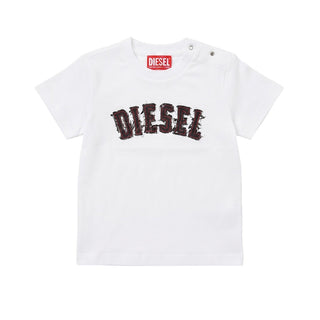 Diesel T-shirt Bianca In Jersey Con Stampa K00875-00YI9-K100 Per Neonato