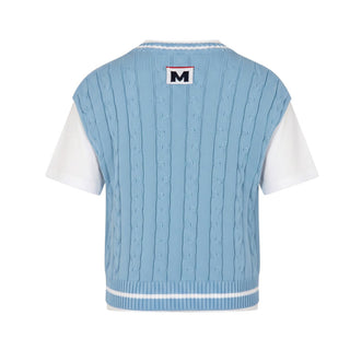 Msgm Maglia T-shirt Con Gilet Celeste S6MSJBTH058