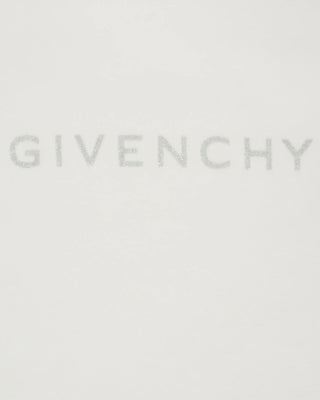Givenchy T-shirt avorio in jersey con logo argento H30903