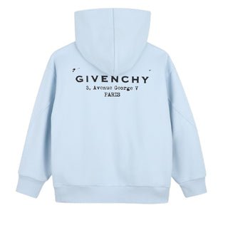 Givenchy Felpa Celeste Con Zip E Cappuccio Per Bambini H31076/77L