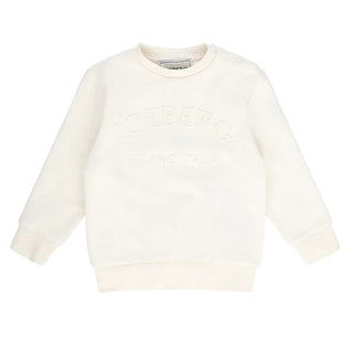 Iceberg Felpa avorio girocollo con logo frontale MFICE6325B
