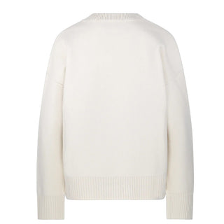 Amis Paris Maglia girocollo avorio in lana Coeur UKS838.018A