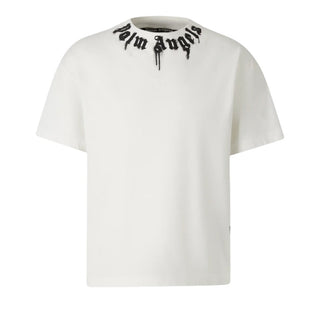Palm Angels T-shirt bianca in jersey con logo PMAA109F25JER0090310