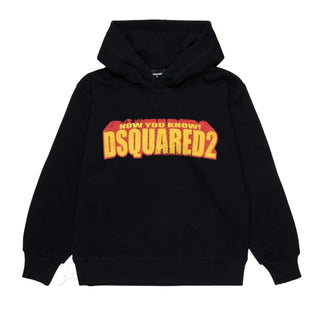 Dsquared2 Felpa Nera Con Cappuccio Per Bambini DQ3186-D0ACC-DQ900
